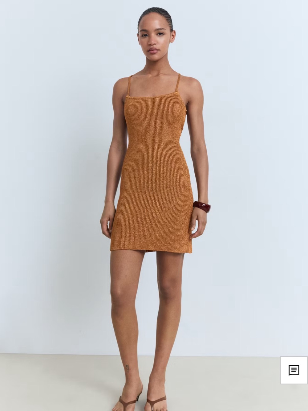 Mango Sleeveless Knit Mini Dress in Rust
